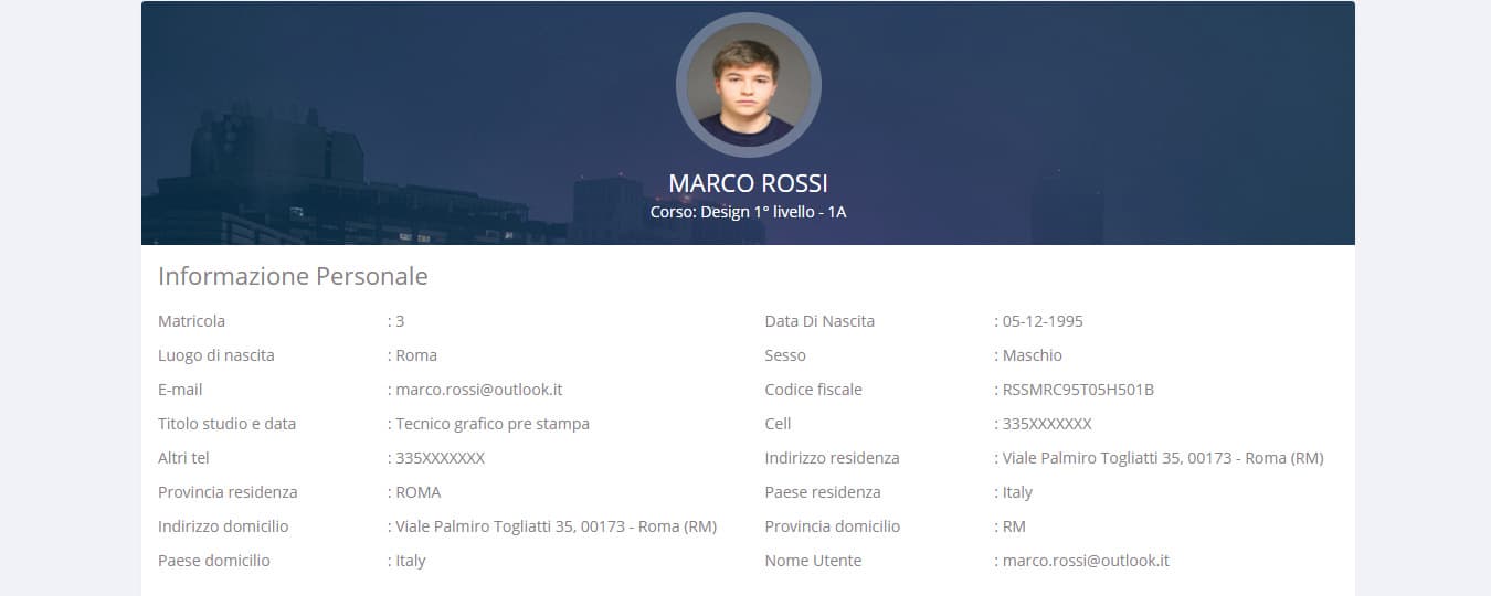 Programma di Gestione anagrafica, classi, sezioni, aule